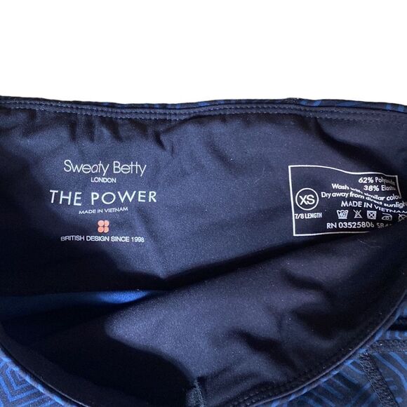 Sweaty Betty London the power leggings blue/black xs workout gym patterned - Picture 3 of 4